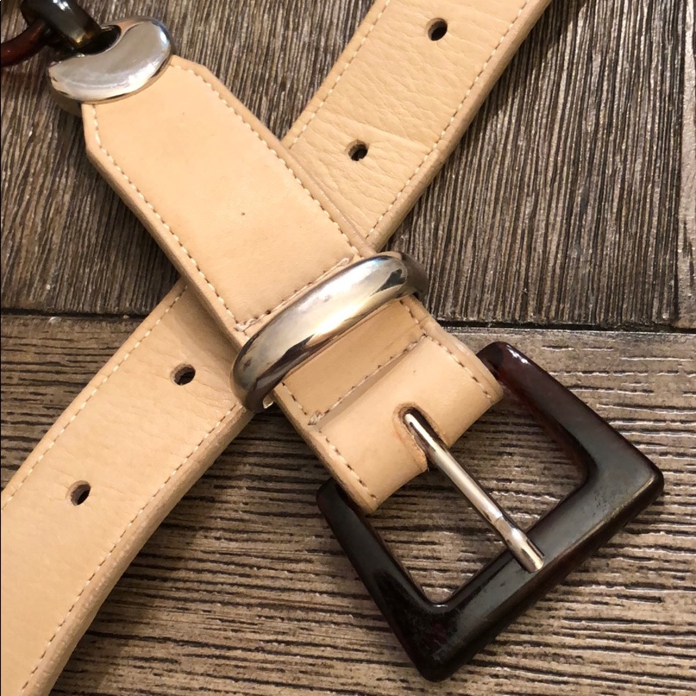 LEATHEROCK Tan Leather & Tortoise Shell Link Belt - Picture 3 of 12
